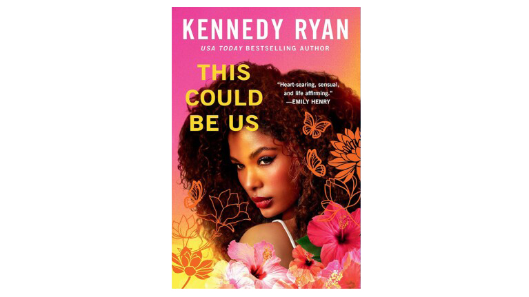 Book cover of 'This Could Be Us' by Kennedy Ryan, showing a close-up of a woman's face surrounded by colorful flowers.